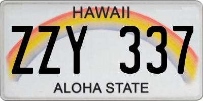 HI license plate ZZY337