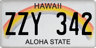 HI license plate ZZY342