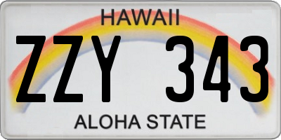 HI license plate ZZY343