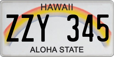 HI license plate ZZY345