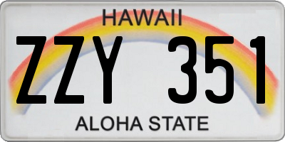 HI license plate ZZY351