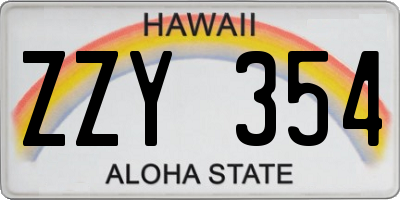 HI license plate ZZY354