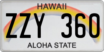 HI license plate ZZY360