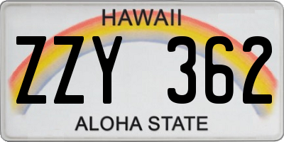 HI license plate ZZY362