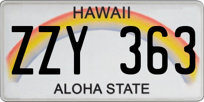 HI license plate ZZY363