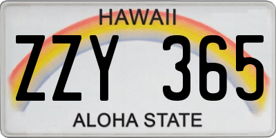 HI license plate ZZY365