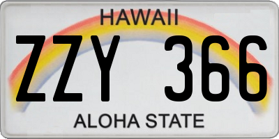 HI license plate ZZY366