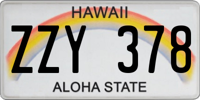 HI license plate ZZY378