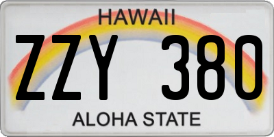 HI license plate ZZY380