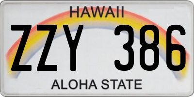 HI license plate ZZY386