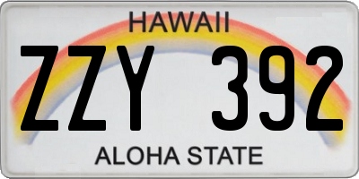 HI license plate ZZY392