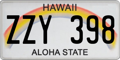 HI license plate ZZY398