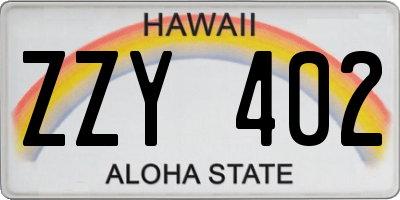 HI license plate ZZY402