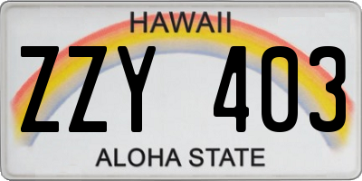 HI license plate ZZY403