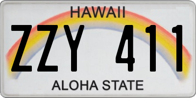 HI license plate ZZY411