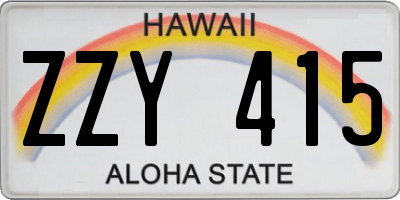 HI license plate ZZY415