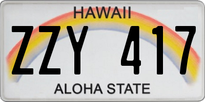 HI license plate ZZY417