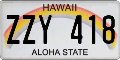 HI license plate ZZY418