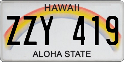 HI license plate ZZY419