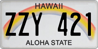 HI license plate ZZY421