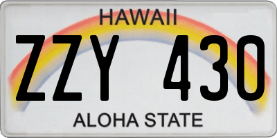 HI license plate ZZY430