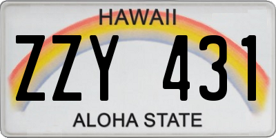 HI license plate ZZY431