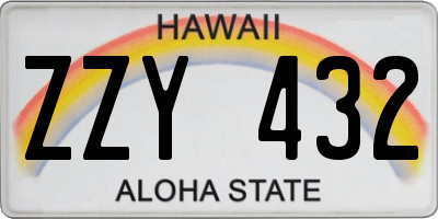 HI license plate ZZY432