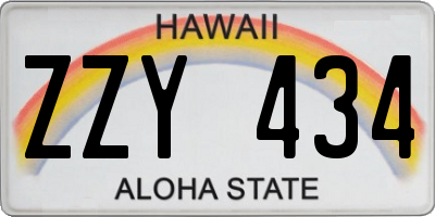 HI license plate ZZY434