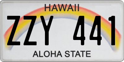 HI license plate ZZY441