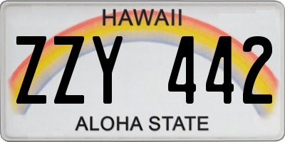 HI license plate ZZY442