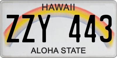 HI license plate ZZY443