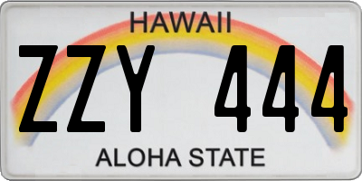 HI license plate ZZY444