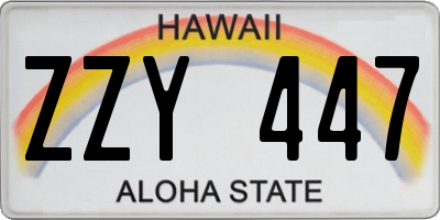 HI license plate ZZY447