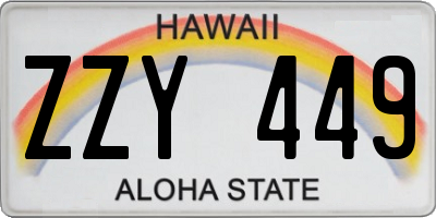 HI license plate ZZY449