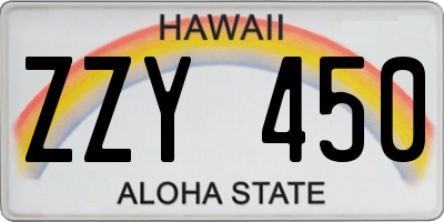 HI license plate ZZY450