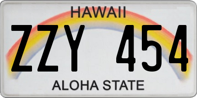 HI license plate ZZY454