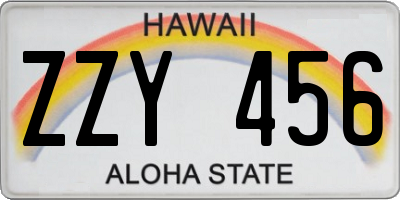 HI license plate ZZY456