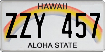 HI license plate ZZY457