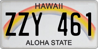 HI license plate ZZY461