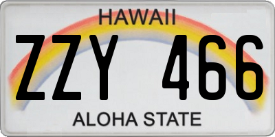 HI license plate ZZY466