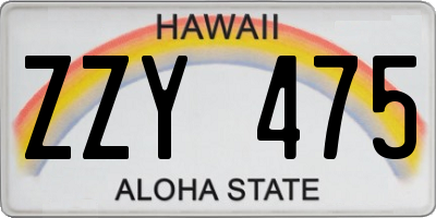 HI license plate ZZY475