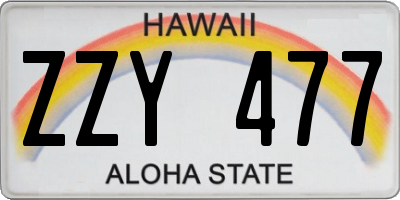 HI license plate ZZY477