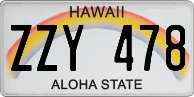 HI license plate ZZY478