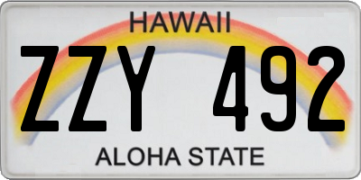 HI license plate ZZY492