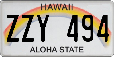 HI license plate ZZY494