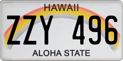 HI license plate ZZY496