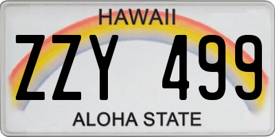 HI license plate ZZY499