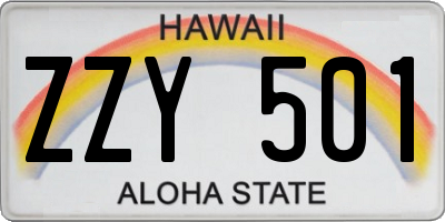 HI license plate ZZY501