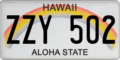 HI license plate ZZY502