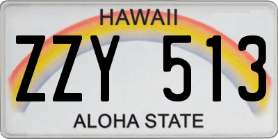 HI license plate ZZY513